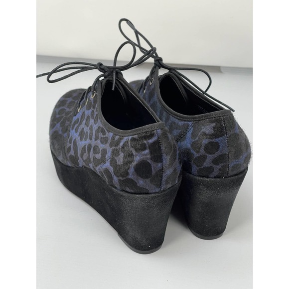 NEW NWT Nicole Laser Blue Leopard Animal Print Platform Leather Shoe Sz 8.5 & 10 - Picture 5 of 11